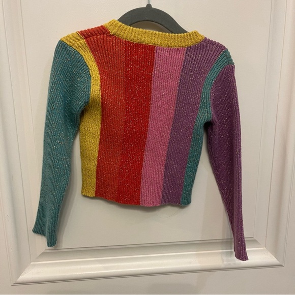 COPY - NWOT Stella McCartney Kids Metallic Knit Rainbow Striped Set 3T - Picture 4 of 6